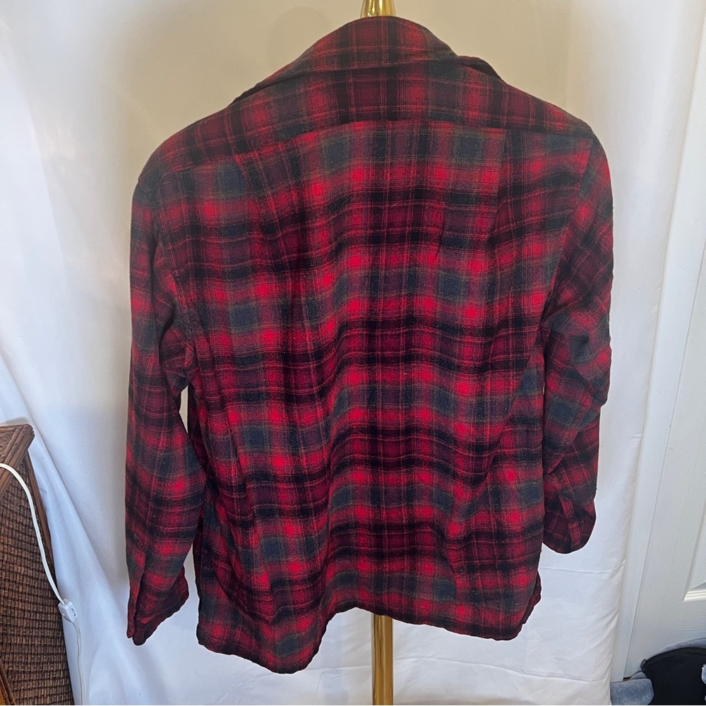 Vintage Pendleton Wool Red Plaid Button-Up Shirt … - image 2